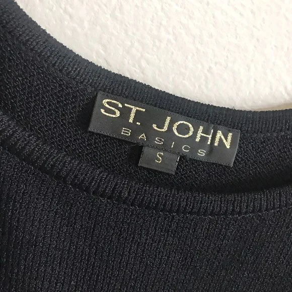 ST. JOHN Basics Black Knit Crop Tank Top Size Small - Picture 3 of 8